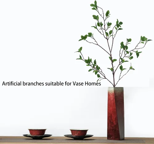 Vista 6 de Paquete de 5 tallos de ficus artificiales, arbustos verdes falsos, de 44 pulgadas, plantas de ramitas de ficus falsas con hojas de ramas sintéticas
