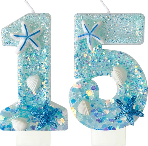 Vista 13 de Zlongron Vela número 1, velas de cumpleaños hechas a mano, decoración de pastel de cumpleaños de sirena es muy adecuada para cumpleaños, fiestas