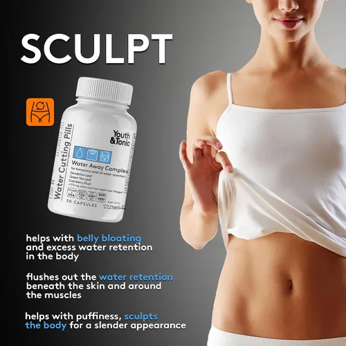 Vista 4 de Youth & Tonic Sculpt Shred Cleanse Detox 3X pastillas para perder peso: supresor del apetito, quemador de grasa, refuerzo de energía y limpieza