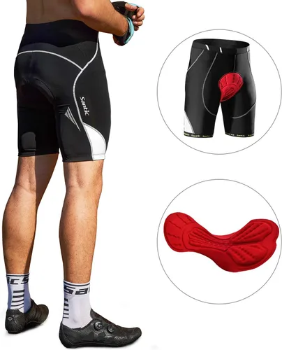 Vista 6 de Santic Pantalones cortos de ciclismo acolchados para hombre, pantalones de ciclismo para ciclismo, ropa de ciclismo