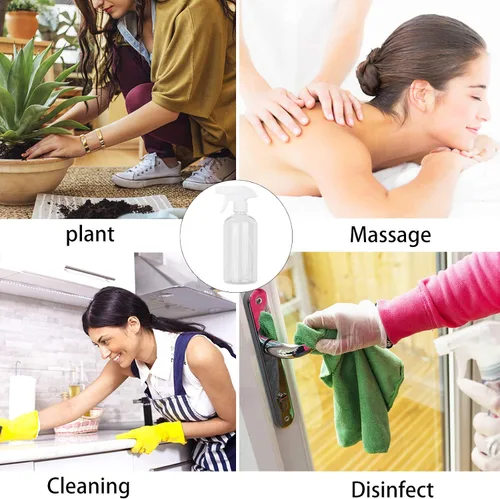 Vista 3 de UUJOLY Botella pulverizadora de plástico de 17 onzas con gatillo de botellas de spray vacías contenedor recargable para agua, aceites esenciales
