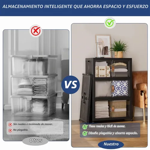 Vista 4 de SAILUN 146QT - Contenedores de almacenamiento apilables con tapa, armario Negro-165qt