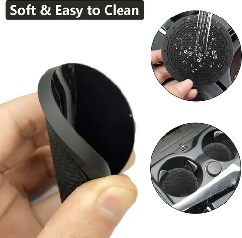 Vista 5 de Portavasos para automóvil, paquete de 4 posavasos de PVC de 2.75 pulgadas de diámetro, antideslizantes, universales, duraderos, adecuados