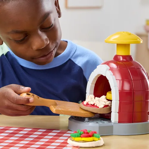 Vista 8 de Play-Doh Stamp & Spin Pizza Playset, 8 accesorios y 5 colores, juguetes de comida y cocina para niños, a partir de 3 años