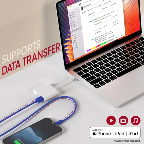 Vista 5 de TALK WORKS cable Lightning de carga para iPhone, cable MFI resistente de 10 pies de largo para iPhone 13, 12, 11, Pro/Max/Mini, XR, XS/Max, X, 8, 7