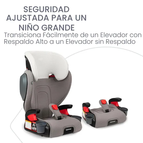 Vista 2 de Britax Highpoint - Asiento elevador de posicionamiento con cinturón y sin espaldar, SafeWash, gris ombré