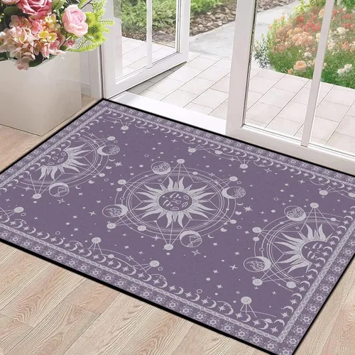 Vista 43 de Alfombra de Sol y Luna Boho Alfombras de Área Celestiales para Dormitorio Residencia Universitaria Sala de Estar Bohemia Oculta Creciente Solar