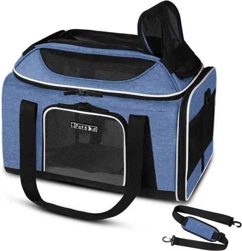 Vista 9 de Petskd Transportador de mascotas extensible superior de 17 x 11 x 9.5 pulgadas, aprobado por aerolíneas de Alaska, transportador de lados suaves