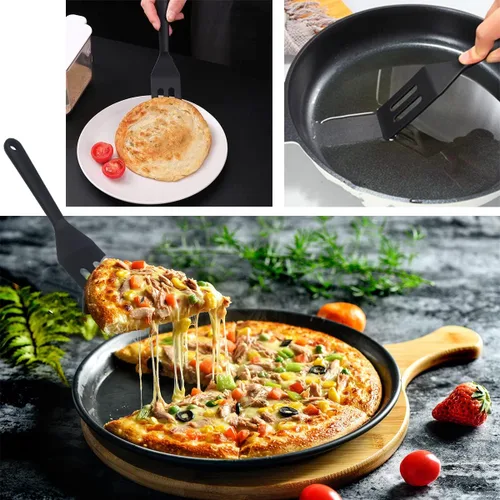Vista 5 de Mini espátula para servir brownie, espátulas de silicona flexible y antiadherente, resistente al calor, para voltear huevos en sartén pequeña