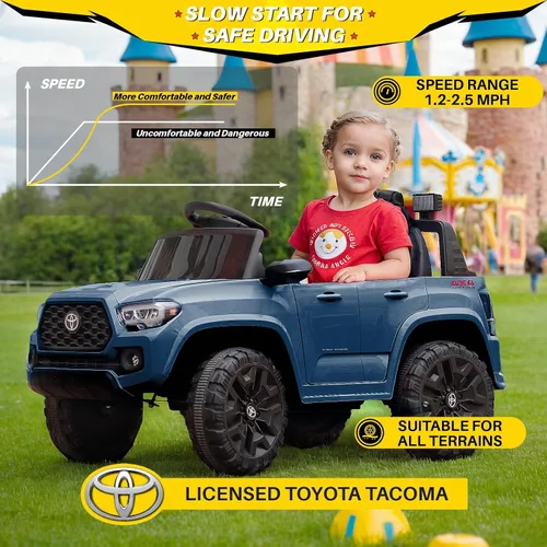 Vista 5 de Blitzshark Vehículo eléctrico motorizado con licencia Toyota Tacoma de 12 V para niños, con control remoto, pantalla digital, suspensión de resorte