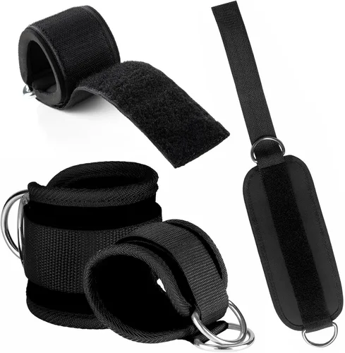 Vista 4 de 2 correas de levantamiento de pesas con anillo D, muñequeras ajustables para gimnasio, muñequeras acolchadas, para máquinas de cable