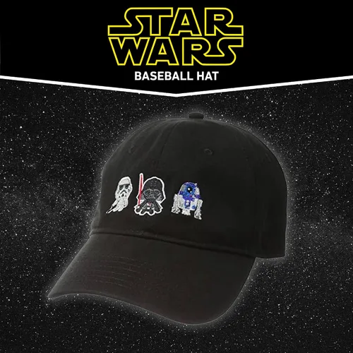 Vista 2 de Star Wars - Gorra de béisbol de algodón para adultos, Darth Vader, R2-D2 y Stormtrooper con ala curvada