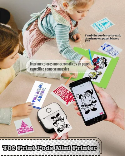 Vista 2 de Memoking Mini impresora - impresora adhesiva T02 máquina sin tinta del Negro