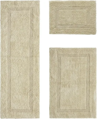 Vista 166 de Better Trends - Juego de 2 alfombras de baño 100% algodón, extra suaves, con borlas, de 17" x 24", alfombra de baño superabsorbente y reversible