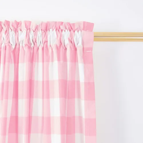 Vista 19 de Cenefas de cortina para ventana de 16 pulgadas de largo, 2 paneles de cuadros búfalo, cortinas pequeñas con bolsillo para barra, estilo clásico