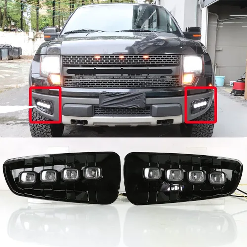 Vista 8 de Luces LED de Marcador Lateral del Parachoques para Ford Raptor F150 2015-2020, Luz de Marcha Diurna Blanca/Ámbar Switchback con Señal de Giro