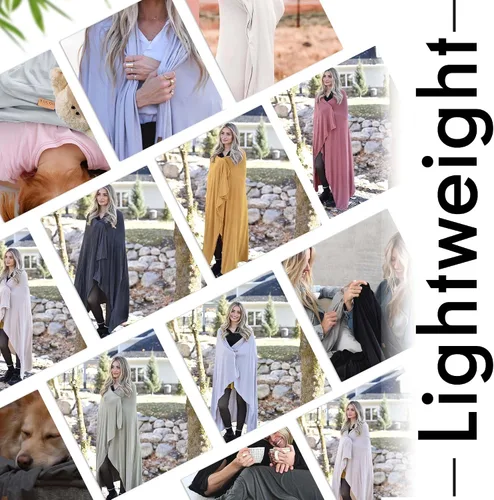 Vista 3 de K E L O R Luxury Cooling Travel Blanket - Stretchy, Lightweight Soft & Breathable Shawl Wraps for Women
