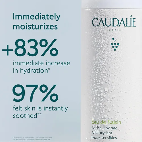 Vista 3 de Caudalie Spray facial hidratante con agua de uva: espray facial orgánico calmante para hidratar y fortalecer instantáneamente la barrera de la piel