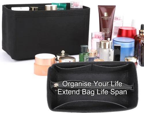 Vista 2 de Doxo Organizador de bolso con combinación de inserto y modelador de base, organizador de bolsa de fieltro con cremallera, para bolso de mano LV