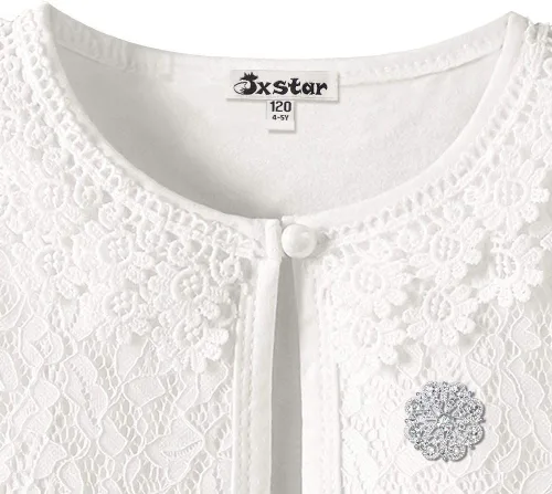 Vista 3 de Vestido tipo cárdigan de manga larga con encaje para niñas pequeñas