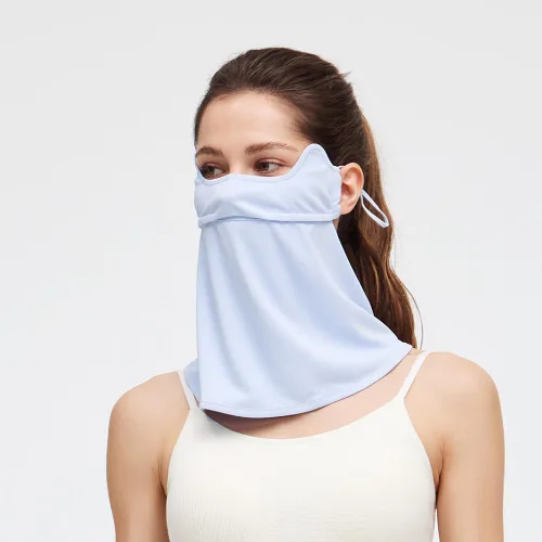 Vista 8 de Polaina para el cuello, bufanda facial UPF 50+, pasamontañas, pañuelos de tela con bucles para las orejas
