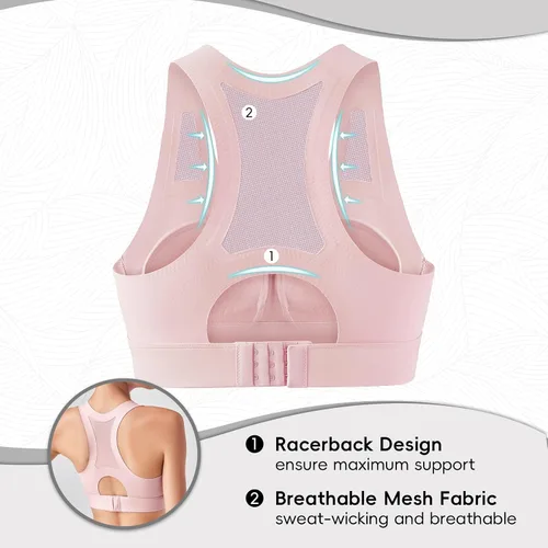 Vista 5 de Baetty Brasier deportivo para mujer de alto impacto, brasier deportivo de espalda cruzada para mujer, cobertura completa, brasier deportivo