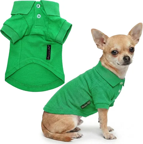 Vista 50 de Camisas Polo Parisian Pet - Camisa de Algodón Transpirable para Perros - Azul Sólido, Ropa de Verano con Capucha - Cuello con Botón para Perros