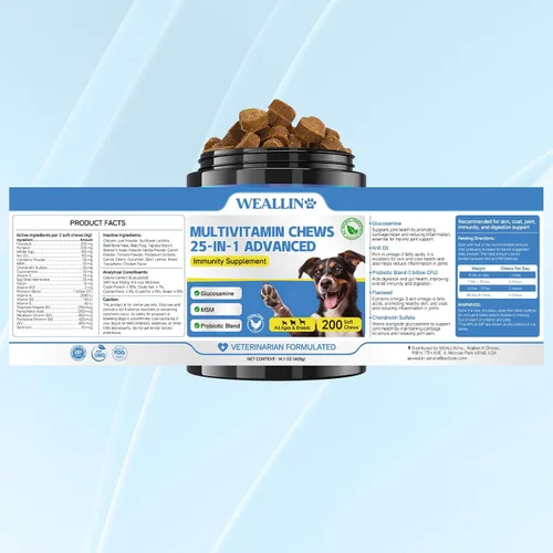 Vista 7 de Vitaminas y suplementos para perros con probióticos de glucosamina 200ct de El multivitamínico para perros es ingredientes de grado humano