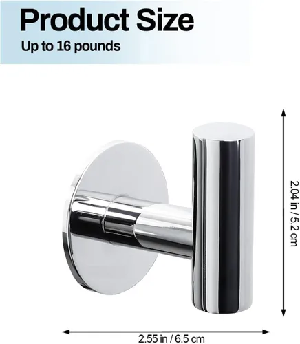 Vista 2 de Kruodop Ganchos adhesivos para toallas de baño, paquete de 4 toallas de montaje en pared, gancho mate para bata de pared, gancho de acero inoxidable