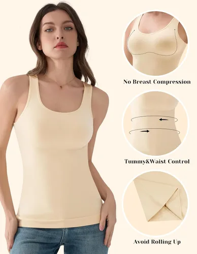 Vista 4 de EUYZOU Women Tummy Control Shapewear Tank Tops - Seamless Body Shaper Compression Shirts