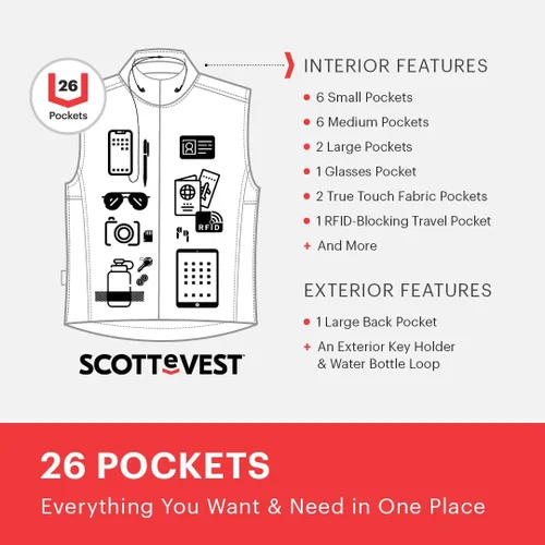 Vista 2 de SCOTTeVEST RFID Vest for Women - 18 Hidden Pockets - Water Repellent for Travel & More