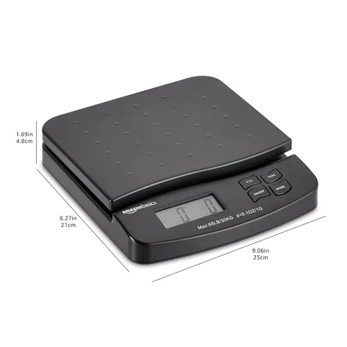 Vista 6 de Amazon Basics Báscula postal digital, adaptador de CA, capacidad de 65 lb, precisión de 0.1 oz, negra