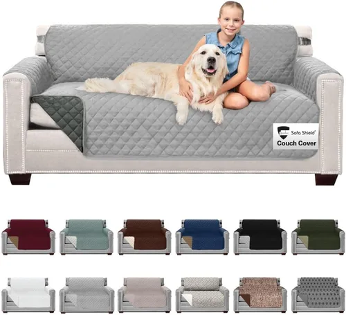 Vista 144 de Sofa Shield - Funda para sofá Loveseat con correa patentada, protector de cojín, funda reversible diseñada en EE. UU. resistente a manchas