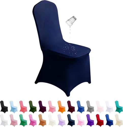 Vista 9 de SUPERO Funda impermeable de poliéster y elastano para silla (100 unidades, color negro) - Fundas elásticas para sillas de comedor, protector