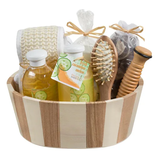 Vista 8 de Cesta de regalo de baño y cuerpo para mujeres y hombres, colección de baño y cuerpo de vainilla francesa, incluye gel de ducha, baño de burbujas