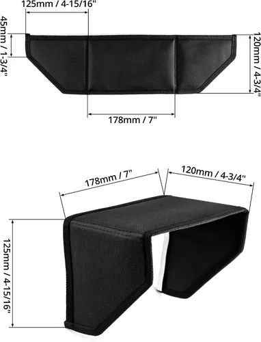 Vista 2 de QWORK Parasol con capucha para monitor de video LCD, parasol de cobertura integral de 7 pulgadas