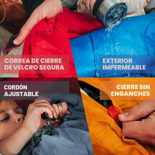Vista 4 de MalloMe Sacos de dormir para adultos en clima frío y cálido – Saco de dormir para niños, niñas, niños – Accesorios ligeros esenciales de camping
