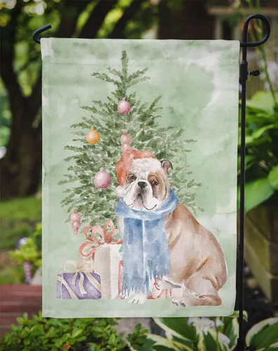 Vista 3 de Caroline's Treasures CK8213GF Bulldog Inglés #2 Regalos de Navidad y árbol de jardín Bandera de buzón Bandera decorativa para patio exterior, patio