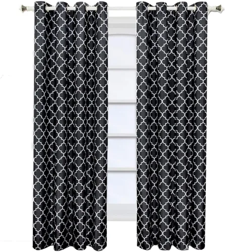 Vista 2 de Meridian juego de 2 cortinas con aislante térmico para oscurecer habitación Negro/Gris
