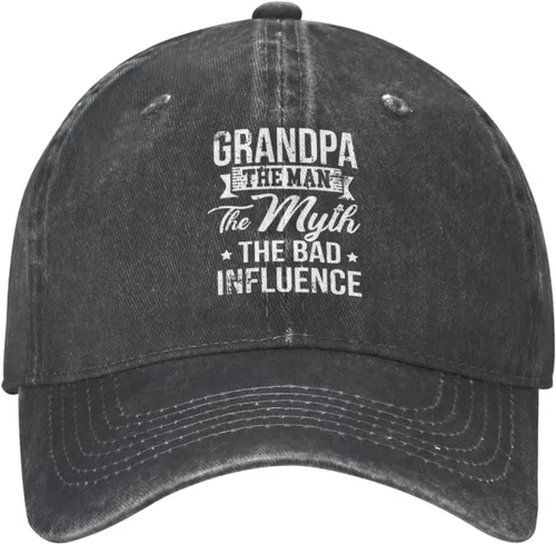 Vista 2 de Sombrero de camionero vintage para adulto, abuelo hombre, mito mala influencia, gorra de béisbol divertida