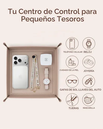 Vista 3 de VLANDO Bandeja de valet para hombres, bandeja plegable de piel sintética Toffee