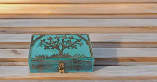 Vista 5 de Gran idea de regalo de cumpleaños, caja de joyería decorativa hecha a mano de madera para tallar el árbol de la vida, cerradura y llave, organizador