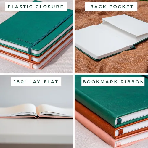 Vista 5 de Cuaderno de Papel de Piedra con Rayas Premium A5 Tapa Dura Diario de Cuero Vegano 160 Páginas Cuaderno Ejecutivo de Calidad Premium Para Hombres