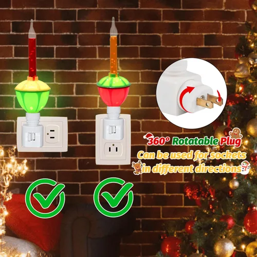 Vista 4 de Luces nocturnas de burbujas de Navidad enchufables a la pared, 1 luz nocturna de Navidad de burbujas multicolor + 1 bombilla de repuesto
