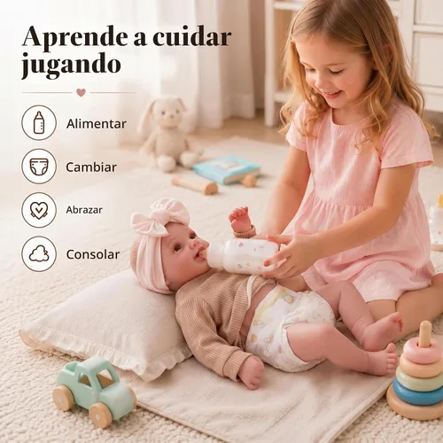 Vista 4 de BABESIDE Muñecas de bebé Reborn para nutrir el juego de simulación, muñeca realista de 17 pulgadas, cuerpo de tela suave, regalo para hermanas