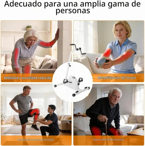 Vista 15 de Ejercitador de pádel, mini bicicleta estática para ciclismo de piernas y brazos, ejercicio de calentamiento Blanco