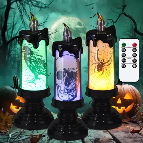 Vista 16 de Juego de 3 velas de calcomanía de Halloween de DRomance