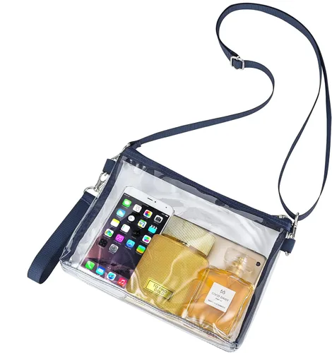 Vista 11 de Bagenius Clear Purse Stadium Approved, Crossbody Bag with Detachable Straps Negro