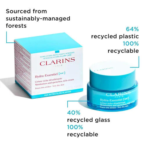Vista 7 de Clarins Hydra-Essentiel Crema Rica Hidratante Intensamente Hidratante 60 Segundos para Piel Rellena* Nutritiva, suaviza y suaviza Ácido