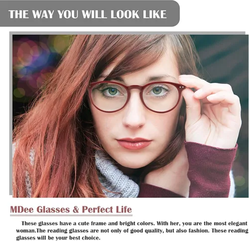 Vista 5 de MDee Gafas de lectura para mujer, paquete de 3 unidades, redondas, con bloqueo de luz azul, bisagras de resorte